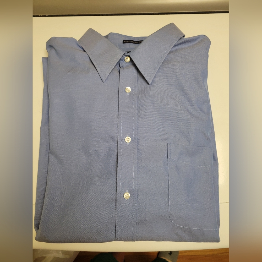 Men's Land Ends Corporate Blue Long Sleeve Shirt 18- 38